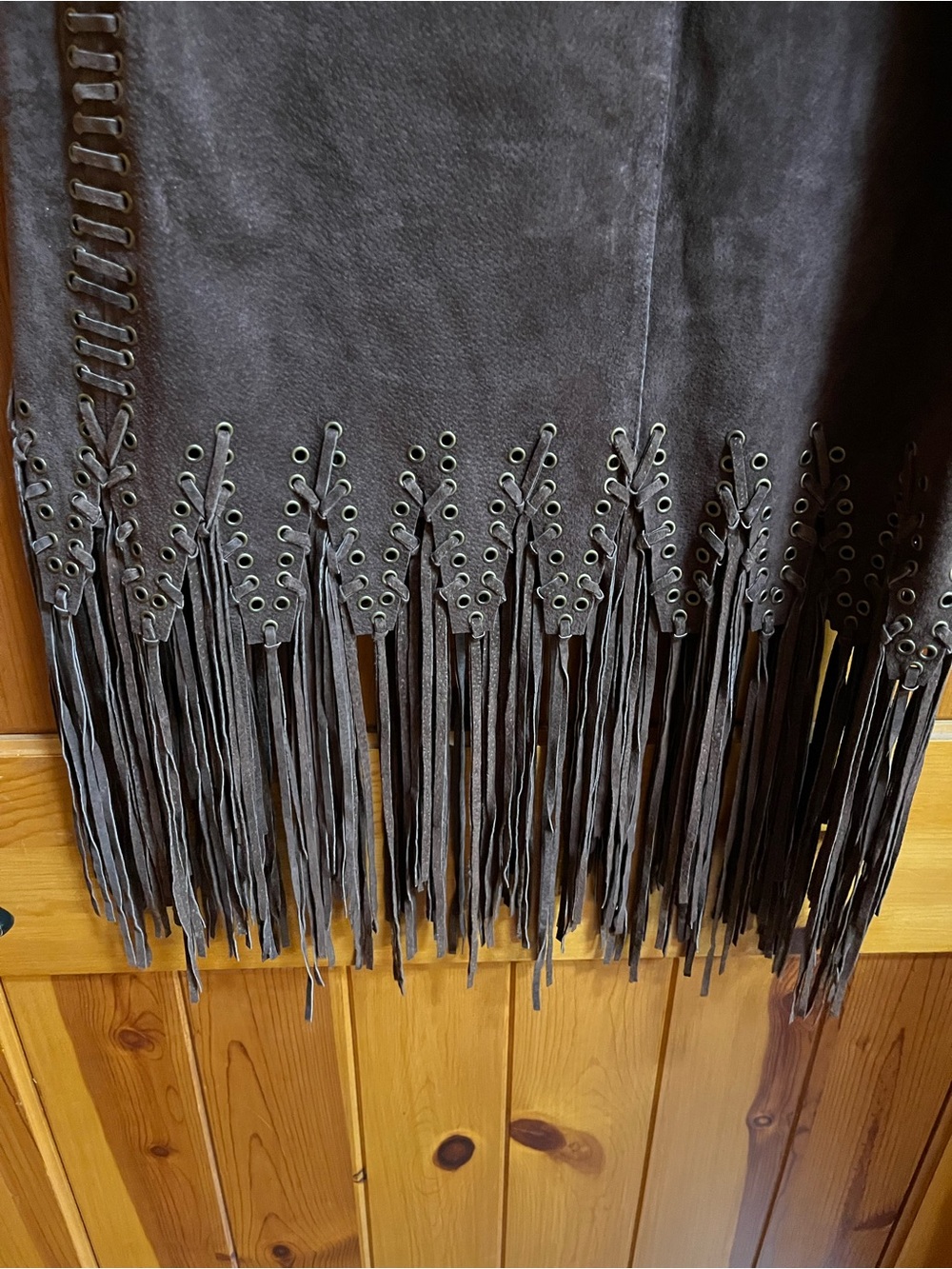 Wilsons Leather Brown Suede Fringe Midi Skirt - Picture 3 of 5